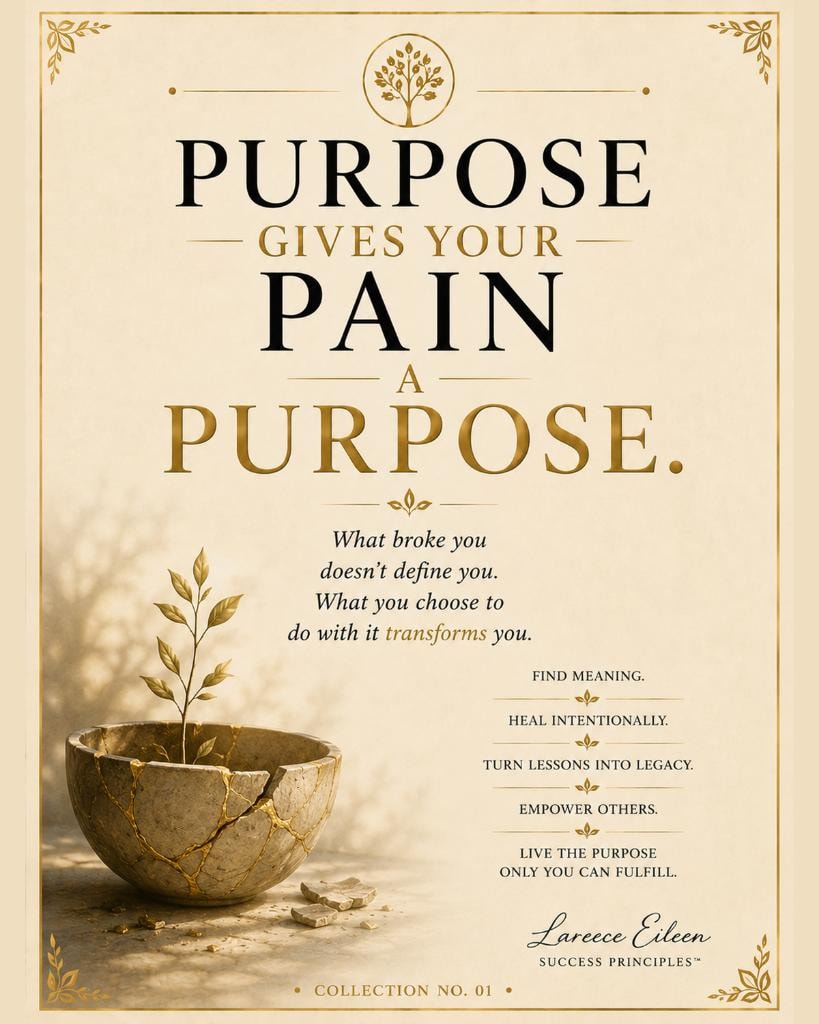 Purpose Gives Your Pain a Purpose. — Lareece Eileen Success Principles Collection No. 01
